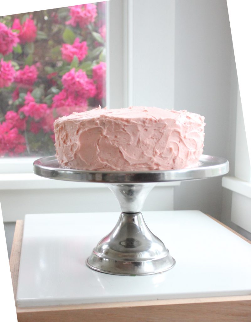 Yellow Cake with Pink Frosting